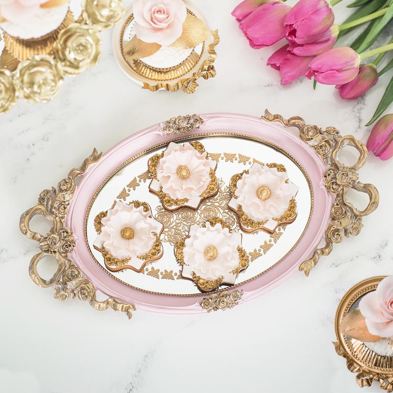 

Other Bakeware European Round Tray Decoration For Cupcake Jewelry Plate Perfume Holder Wedding Party Supplier Cake
