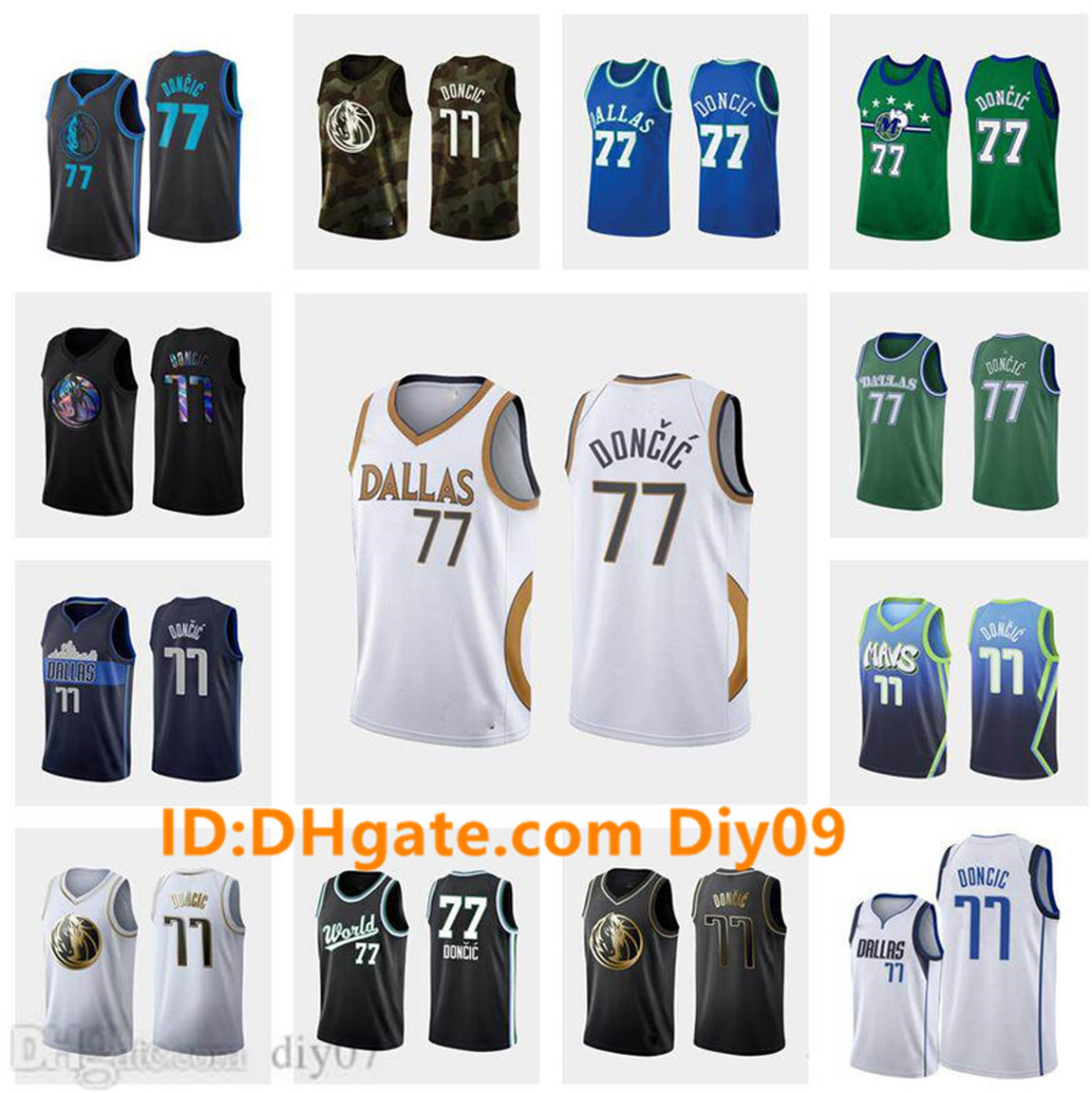 

77 Luka Doncic Dallas Mavericks 2020-21 City Basketball New Icon Jersey Blue Green Black Purple White, Black;red