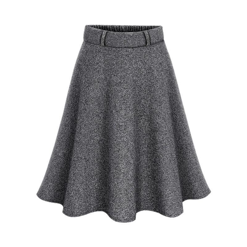 

Skirts NFIVE Brand 2021 Woman Wool Solid Fashion Eurpope America Autumn Winter Large-size Pleated Half-length A-line Skirt