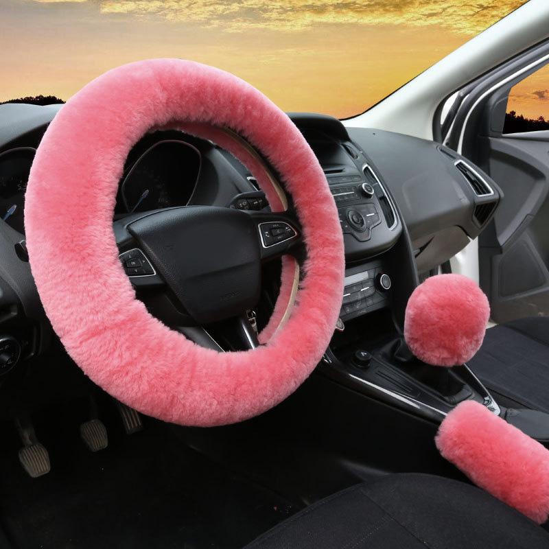 

Steering Wheel Covers Car Cover Gear Shift Handbrake Fuzzy 1 Set Multi-Colored With Winter Warm Plush Fashion For Girl Women