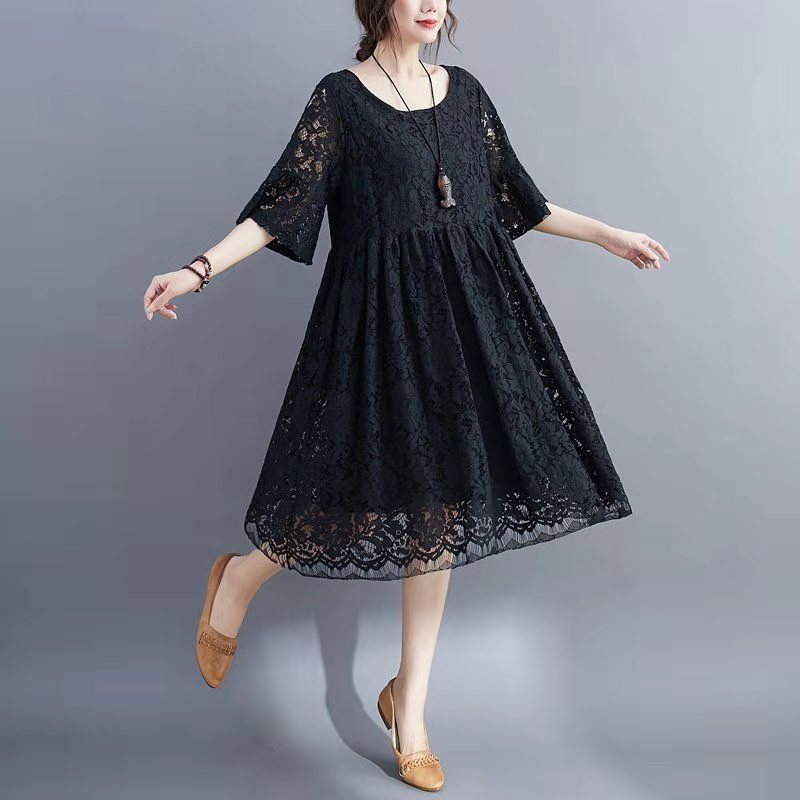 

Larger size Spring summer women's wear designer casual dress, high quality round neck, street fashion, close fitting and comfortable lady's clothes