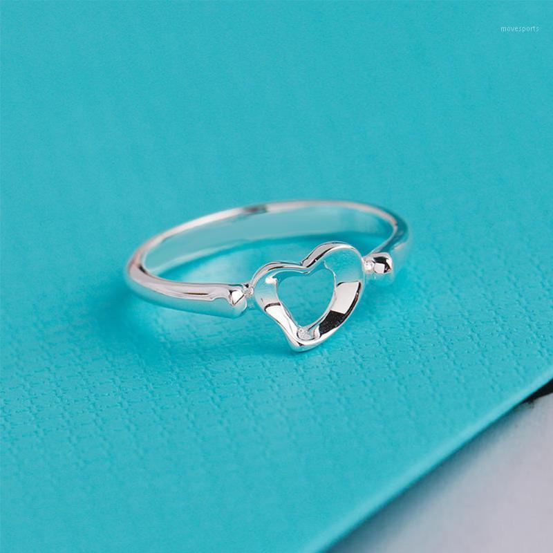 

Cluster Rings 2021 High Quality European And American Fashion Love Home S925 Sterling Silver Heart-shaped Female Luxury Romantic Ring1