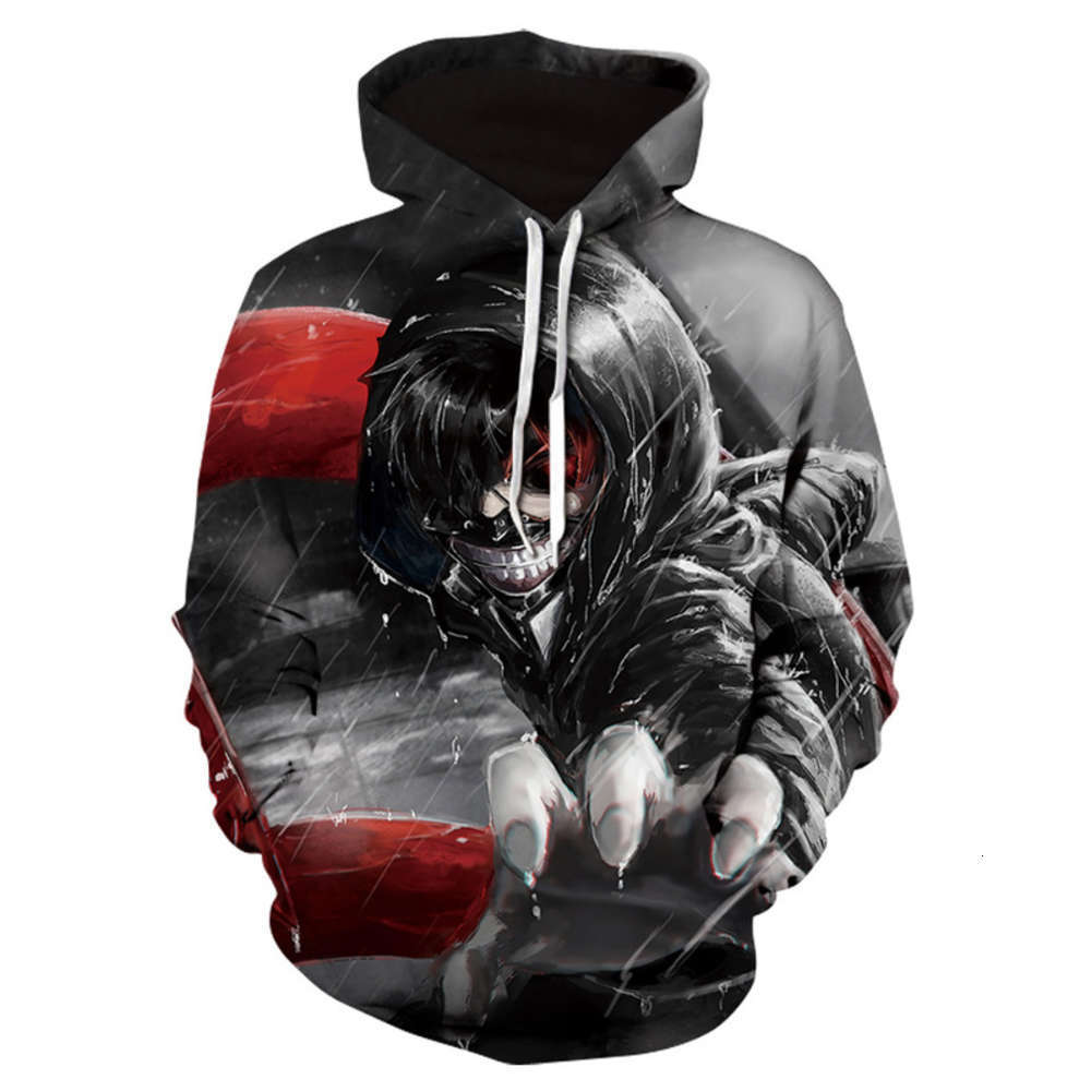 

Tokyo Japan Ghoul Hooded Pullover 3D Printing Animation Men's Sweater Mens Sweatshirts Print For Hoodie Designer Free Shipping, Black