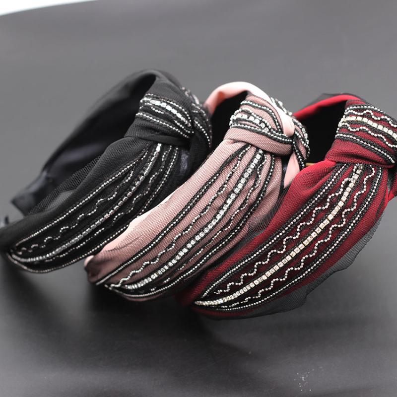 

Hair Clips & Barrettes Fashion Temperament Lace Rhinestone Simple Casual Headband Korean Version Of Wild Rhinestones Handmad 714, Golden;silver