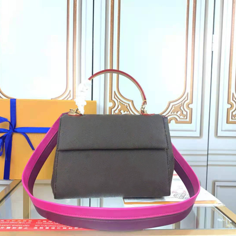 

HIGH QUALITY CLUNY BB handbag classic woman shoulder bag designers purse fashion crossbody bags leather women flap totes, Brown floral apricot strap