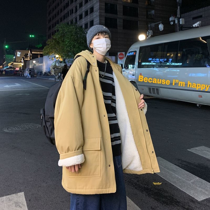 

2021 New Winter Thick Lamb Fur Jacket Men's Warm Fashion Casual Hooded Men Wild Short Coat Mens Clothes -2xl Ym43, Black