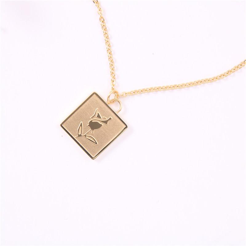 

Pendant Necklaces High End Stainless Steel Jewelry Square Rose Necklace For Women