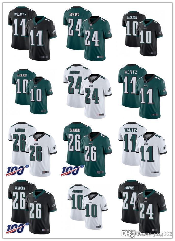

Mens Womens Youth PhiladelphiaEagles10 DeSean Jackson 86 Zach Ertz 91 Fletcher Cox Black White Green Custom Football Jersey, Colour