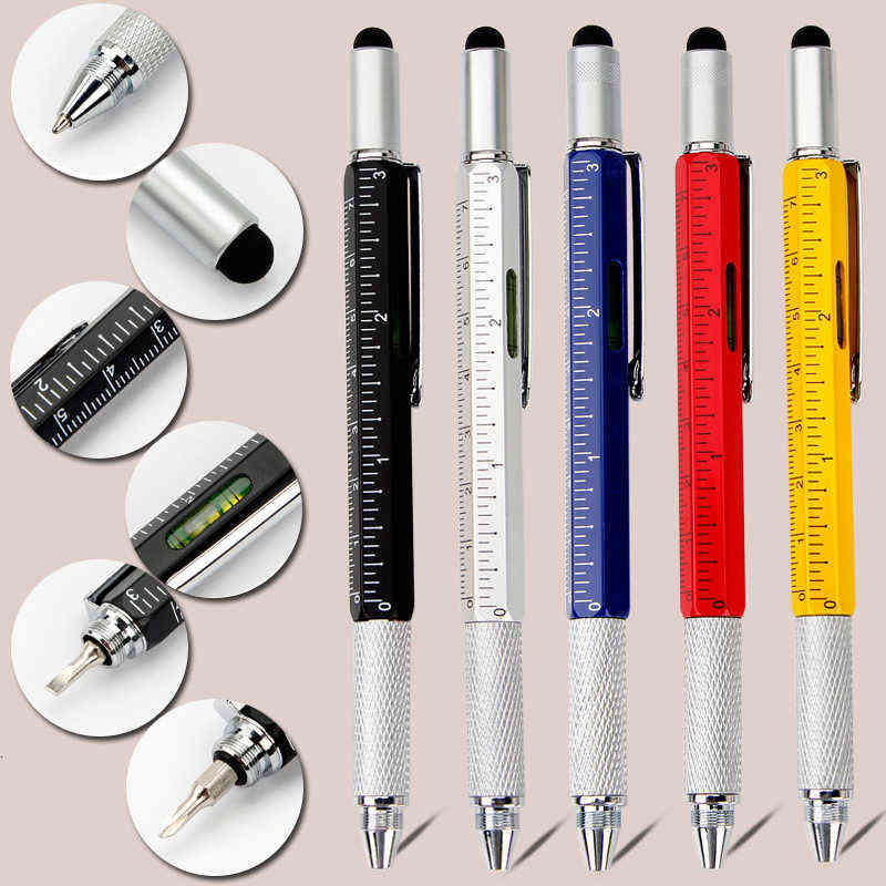 

Pen Multifunctional tool slotted cross screwdriver level scale capacitance six in one metal ball