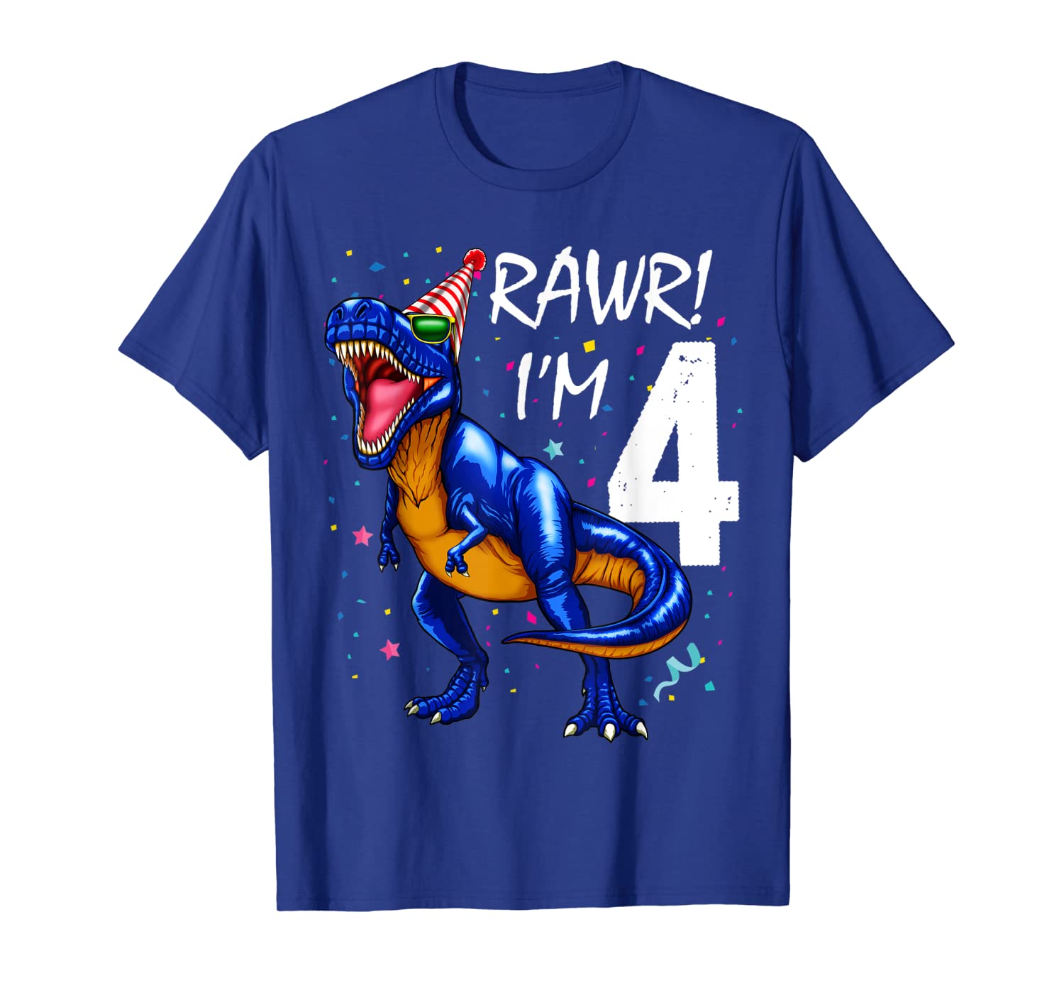 

Rawr I'm 4 4th Birthday Dinosaur Shirts Boys Dinosaur Gift, White;black