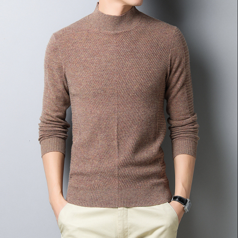 

2021 New Male Autumn Half High Collar Sweater Bottoming Shirt Korean Version Cultivation Fashion Pullover Men's Clothing Sgkq, Gray