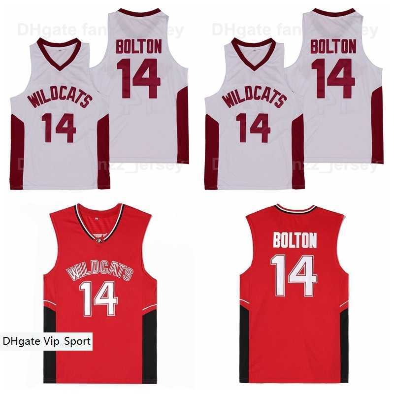 

Moive Wildcats High School Basketball 14 Troy Bolton Jersey Men For Sport Fans Breathable Team Color Red White Away Pure Cotton HipHop, Blue