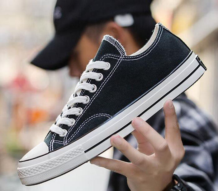 

Size 35-44 Unisex Low -Top Adult Women's Men's Canvas Shoes 13 colors Laced Up Casual Sneaker Dress Shoes, Black