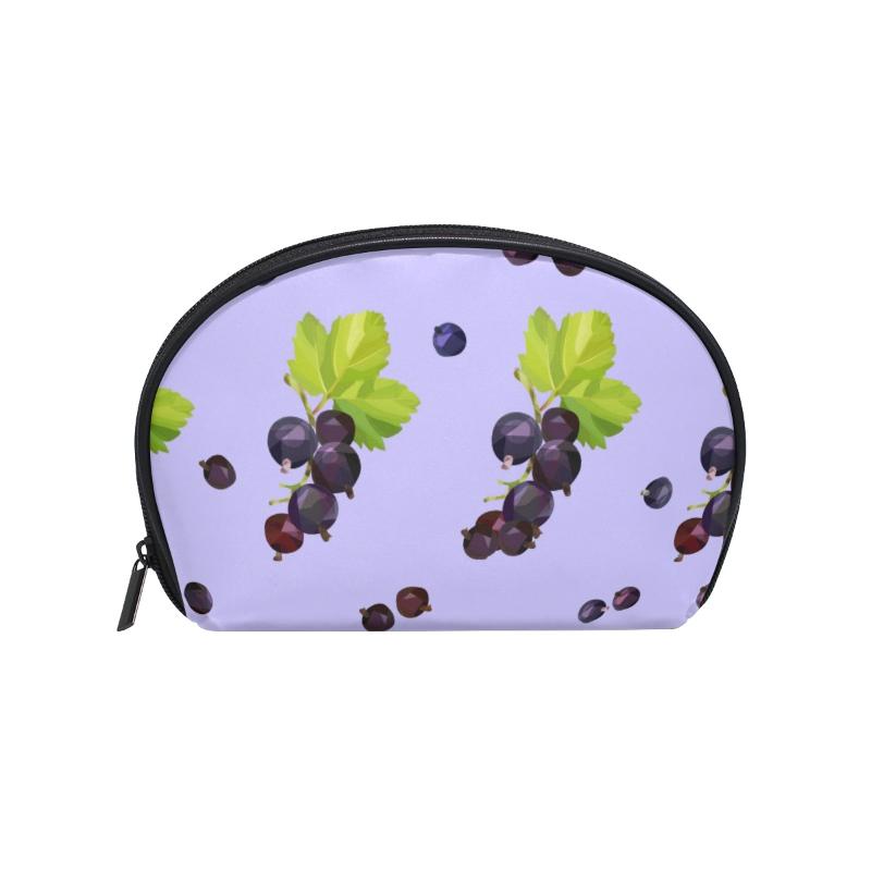 

FengJu Multifuncition Shell Cosmetic bag Purse Half Moon Hanging Travel Toiletry Pouch for Girls Woman Grape Purple, As pic