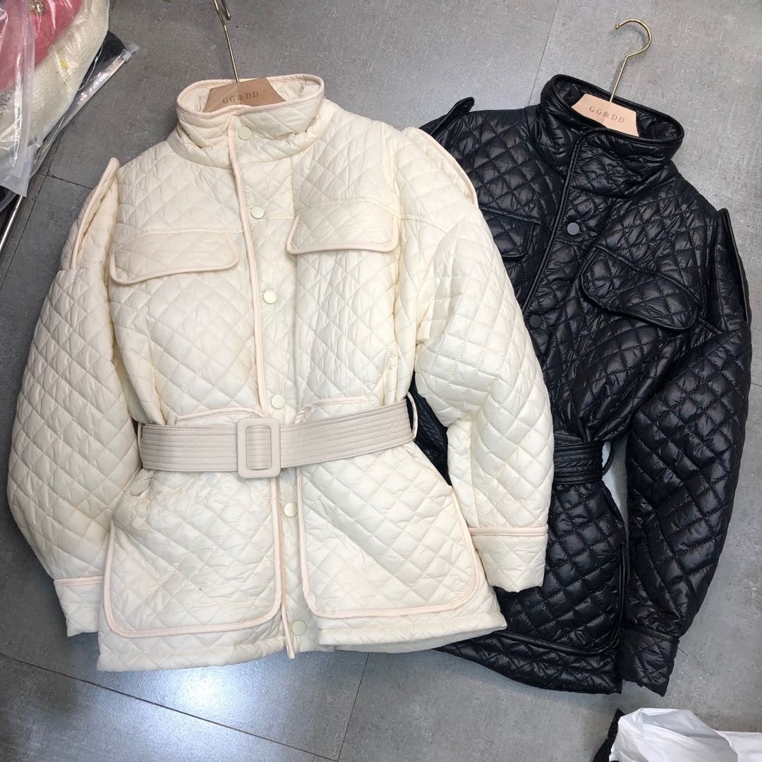 

2021 New Plaided Down Coat Jacket for Woman Autumn Winter Windbreaker Designer Luxury Female Clothing Vintage Indie Clothes Qpiq, Black