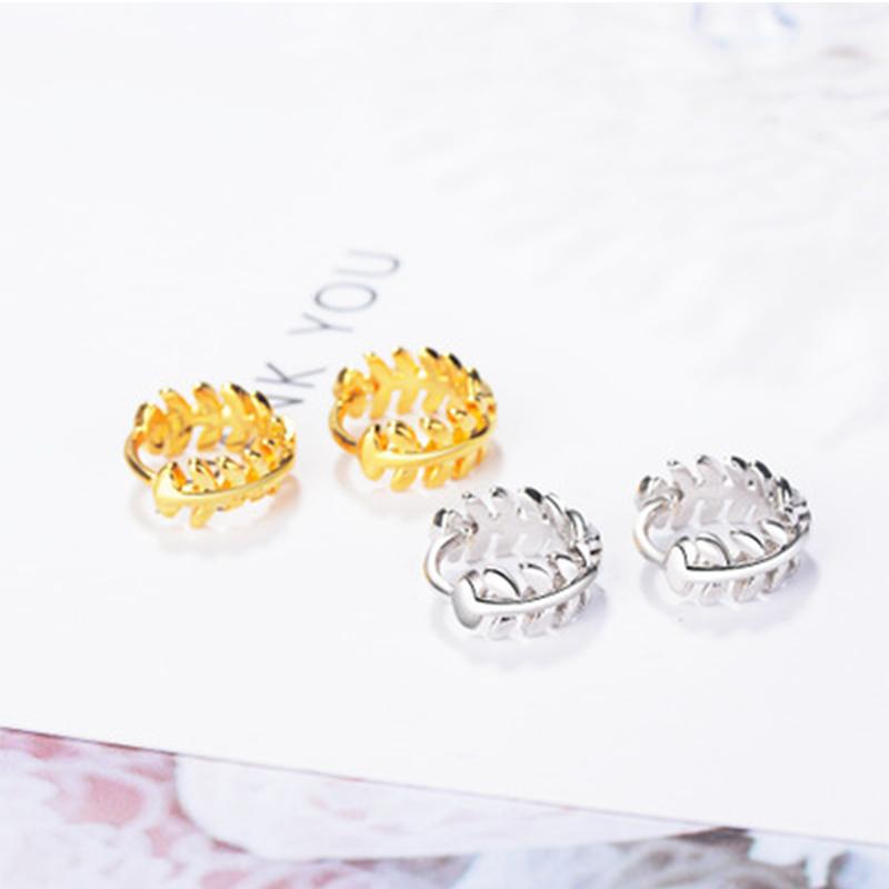 

Hoop & Huggie Temperament Gold Silver Color Plant Leaf Charm Earrings For Women 2021 Trend 100% Lady Fashion Jewelry Gifts