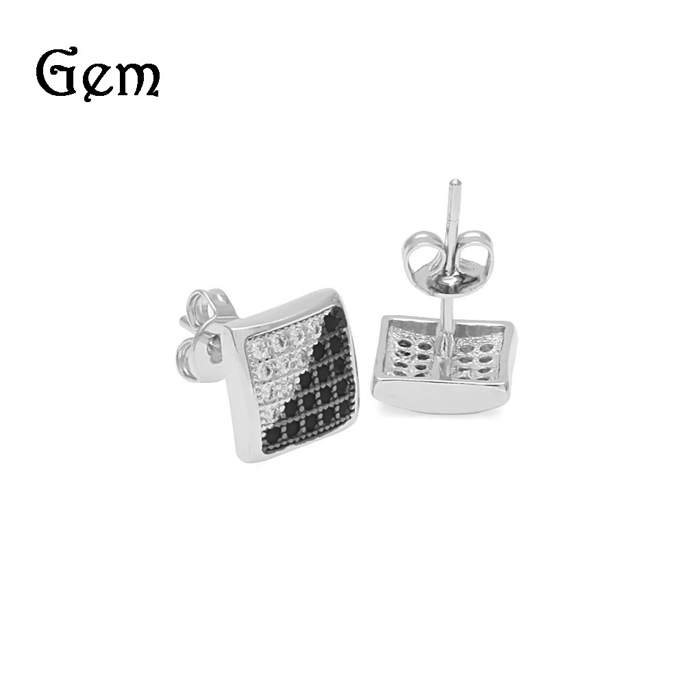 

Hip hop accessories twill two color electroplated black and white with micro Zircon Earrings men's hiphop accessories
