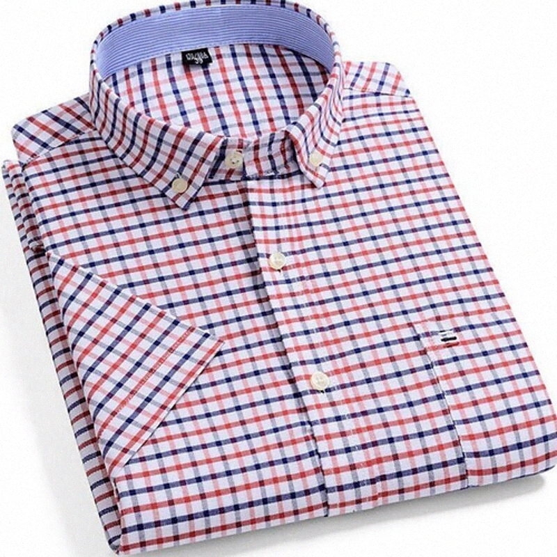 Chemise pour hommes Bouton de collier à carreaux Plaid Collier Imprimer Daily Manches Sleeve Tops Business Simple Lightweight Basic K2KH #