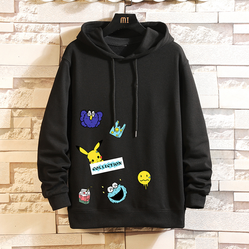 

2021 New Autumn Winter Streetwear Hooded Sweatshirts Black Pullover Warm Cotton Hoodies Men Fashion Tops Drop Shipping Mc5r