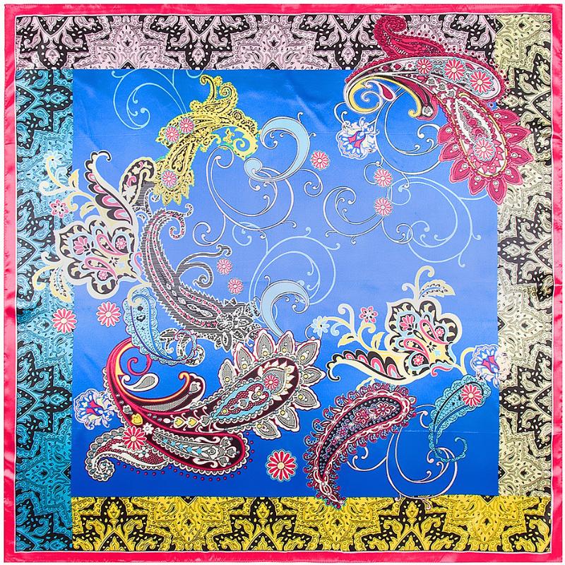 

Scarves Fashion 35 Inch Women Scarf Pasiley Flower Bohemian Printed Bandana Square Matagorda Imitated Silk Shawls And Wraps