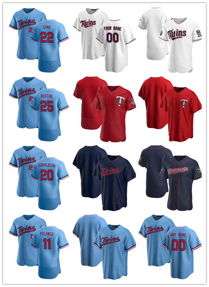 

Custom Jersey Mens women Youth Minnesota Twins 22 Miguel Sano 25 Byron Buxton 20 Josh Donaldson 11 Jorge Polanco Baseball Jerseys white, Blue;black