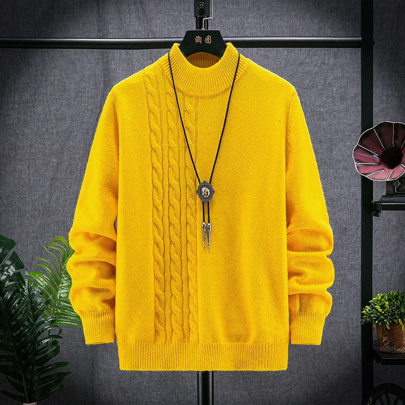 

2021 New Winter Thick Warm Sweater Men Loose Solid O-neck Long Sleeve Fashion Slim Fit Knitwear Pullovers Youth Tops Drop Shipping 6hrj