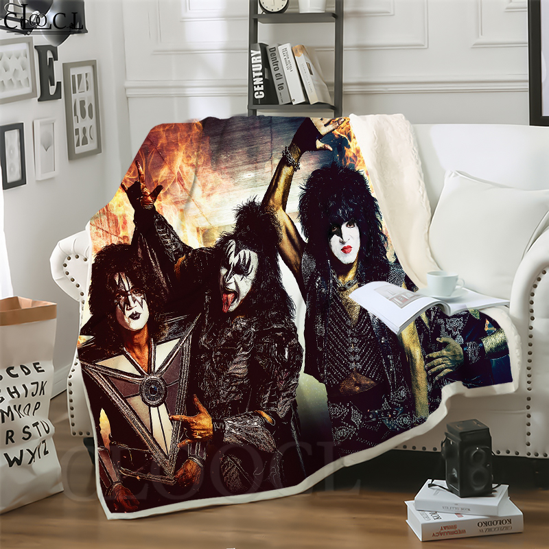 

CLOOCL New Kiss Band 3D Print Street Style Conditioning Blanket Sofa Teens Bedding Throw Blankets Plush Quilt