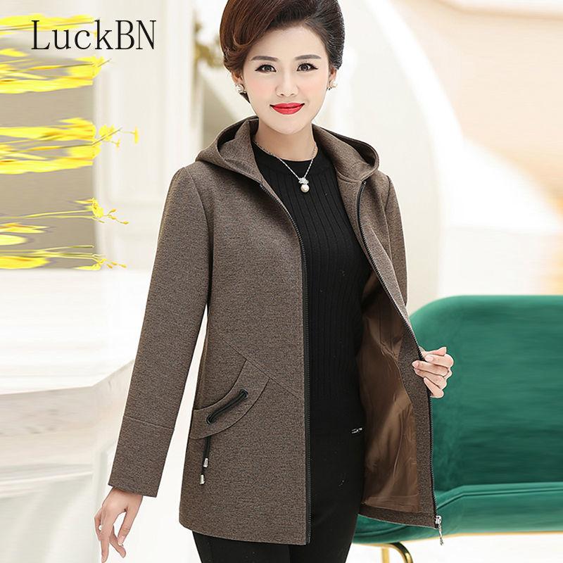 

Women's Jackets Middle-Aged Elderly Windbreaker Spring Autumn Mother Wear Jacket 2021 Outerwear Tops Large Size 4XL Female Coat Red, Black;brown