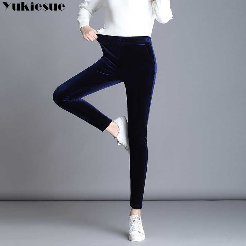 

Women Pencil Pants Autumn High Waist Ladies Office Trousers Casual Female Slim Bodycon pencil Elastic Pantalones Mujer 210608, Navy blue