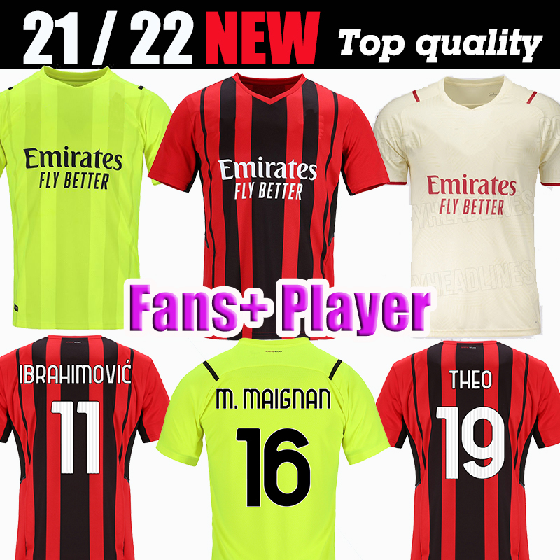 

21 22 AC milan soccer jerseys GIROUD MAIGNAN IBRAHIMOVIC BRAHIM KESSIE football shirt 2021 2022 TONALI PAQUETA BENNACER REBIC Camiseta de futbol LEAO Thai Player, Fans home woman