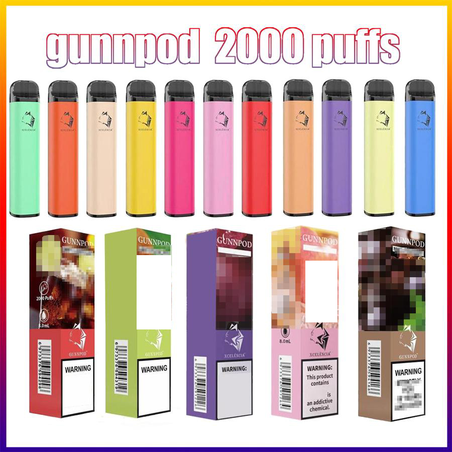 

Gunnpod Vape 8ml E Pen Deivce With 1250mAh Battery 2000 Vapes Gunpod Kit Disposable Cigarette Jgrca Pod Puffs VS gunnpod vp