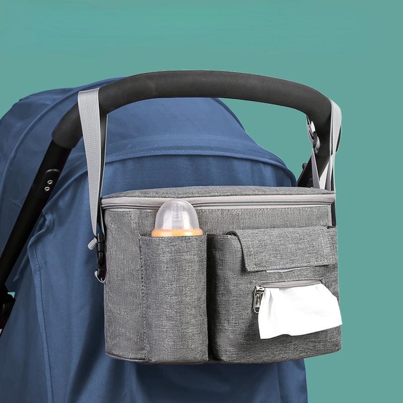 

Diaper Bags Multi-purpose Baby Stroller Hanging Bag, Large Capacity Portable Feeding Bottle Storage One-shoulder Bag, Gray