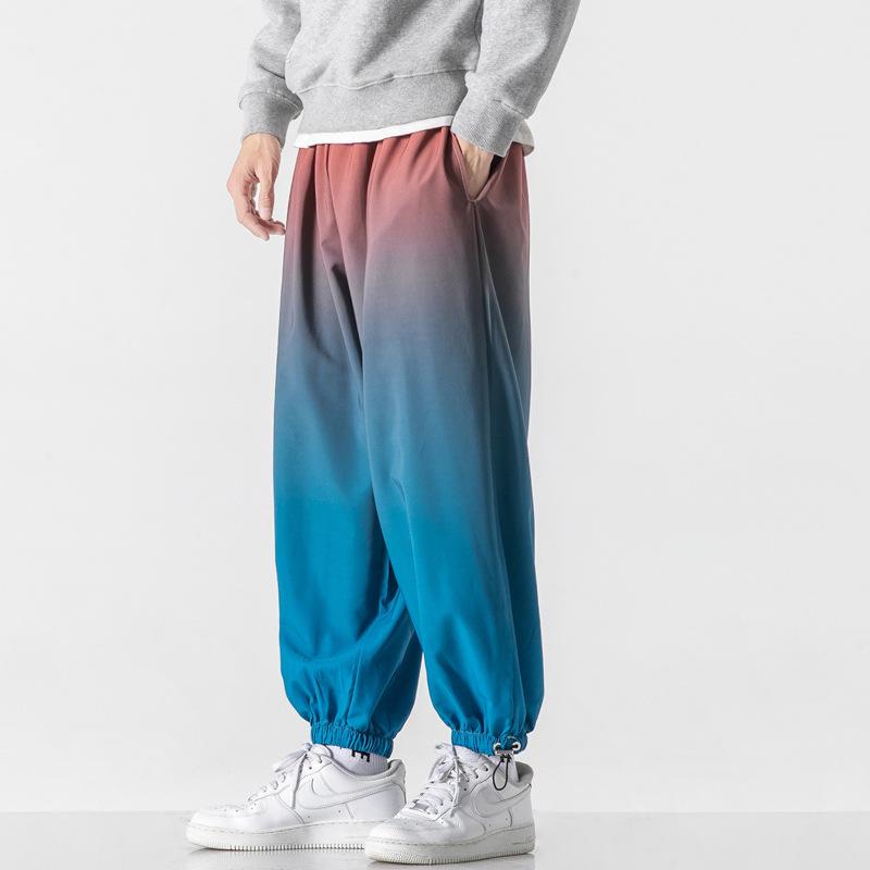 

Men's Pants Japanese Harajuku Style Gradient Bloomers Wide Leg Trousers For Men Fashion Hip Hop Dance Harem Streetwear Casual Bottoms