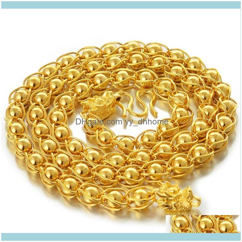 

Chains Necklaces & Pendants Jewelrychains Hip Hop Mens Necklace Solid Beads Yellow Gold Filled Fashion Dragon Link Chain Drop Delivery 2021