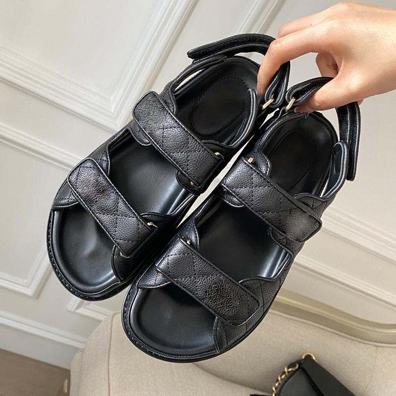 

2021 summer flat leather women's sandals casual lattice hook and loop34--42, White