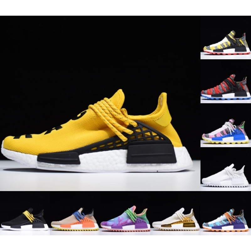 

Pharrell Williams NMD Human Race Shoe Mens Running Shoes 2021 Green Yellow Equality Nerd Black Pale nude Women Trainers Sneakers 36-46, 12