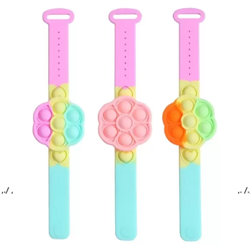 

DHL Fidget Toys Six Leaf Clover Rotating Wrist Strap Bracelet Push Bubble Stress Reliever Adult Children Decompression