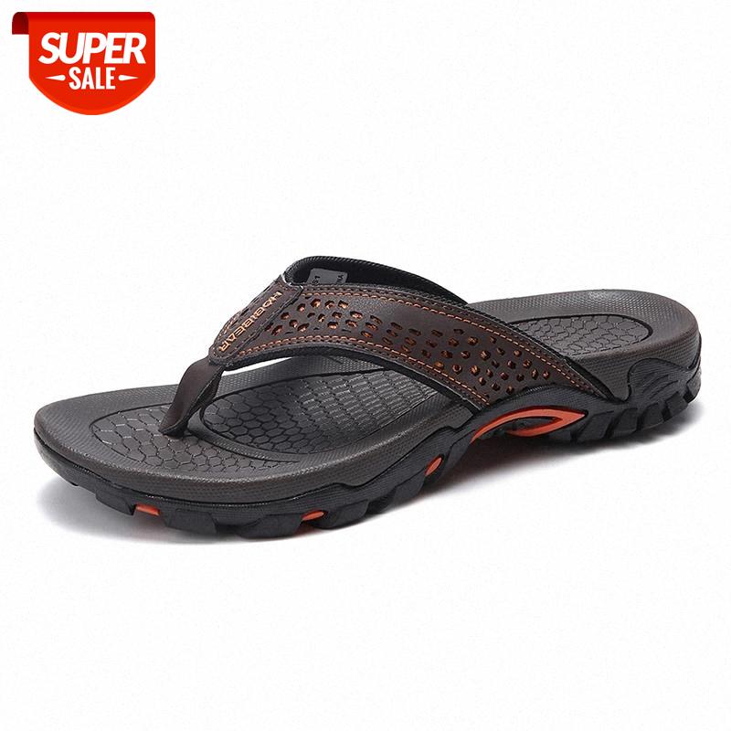 

Jumpmore Summer Flip Flops Men Shoes Outdoor Fashion PU Leather Flat Shoes Beach Holiday Size 40-48 #y224, Black