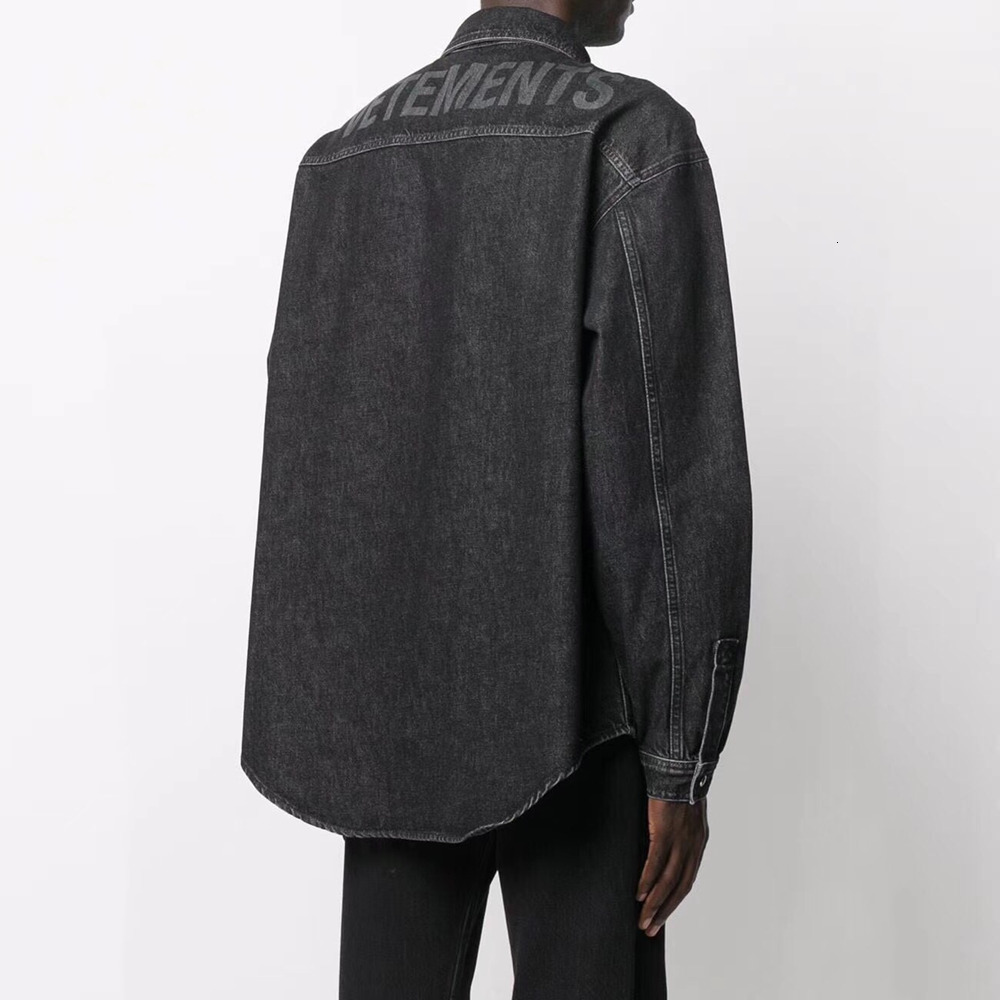 

2021 New Black Vetements Denim Jacket Women 1:1 High-quality Big Behind Cowboy Vtm Coat Jean Mens Clothing Streetwear C73f