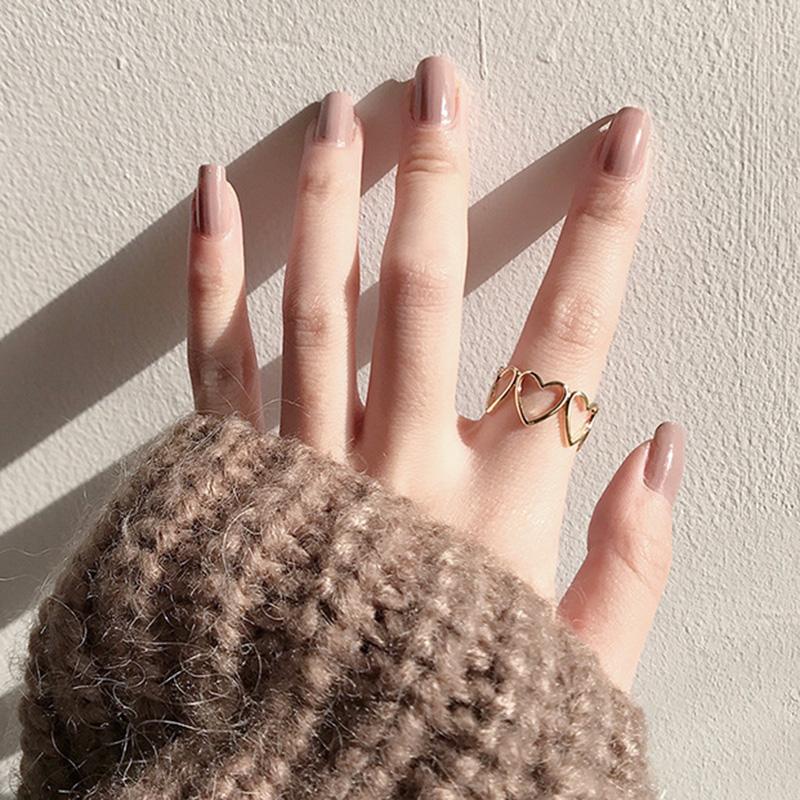 

Cluster Rings 2021 Fashion Opening Hollow Heart Love Gold For Women Lady's Index Finger Ring Korean Jewelry Accessories, Golden;silver