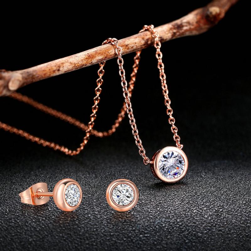 

Earrings & Necklace Jewelry Sets For Women Girl Classic Simple Style One Crystal 2PCS Party Gifts Fashion S370, Silver