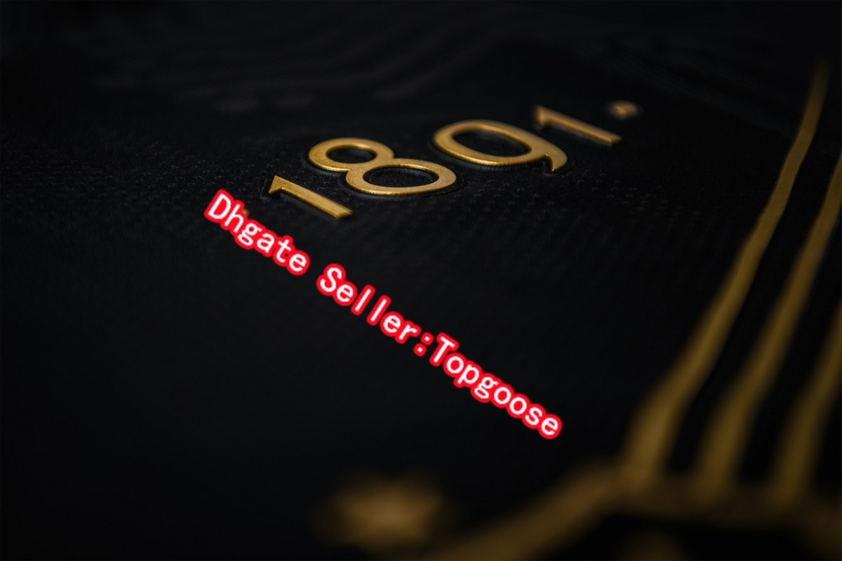 

21 22 AIK Fotboll 130 Years Shirt Black golden soccer jersey, White;black