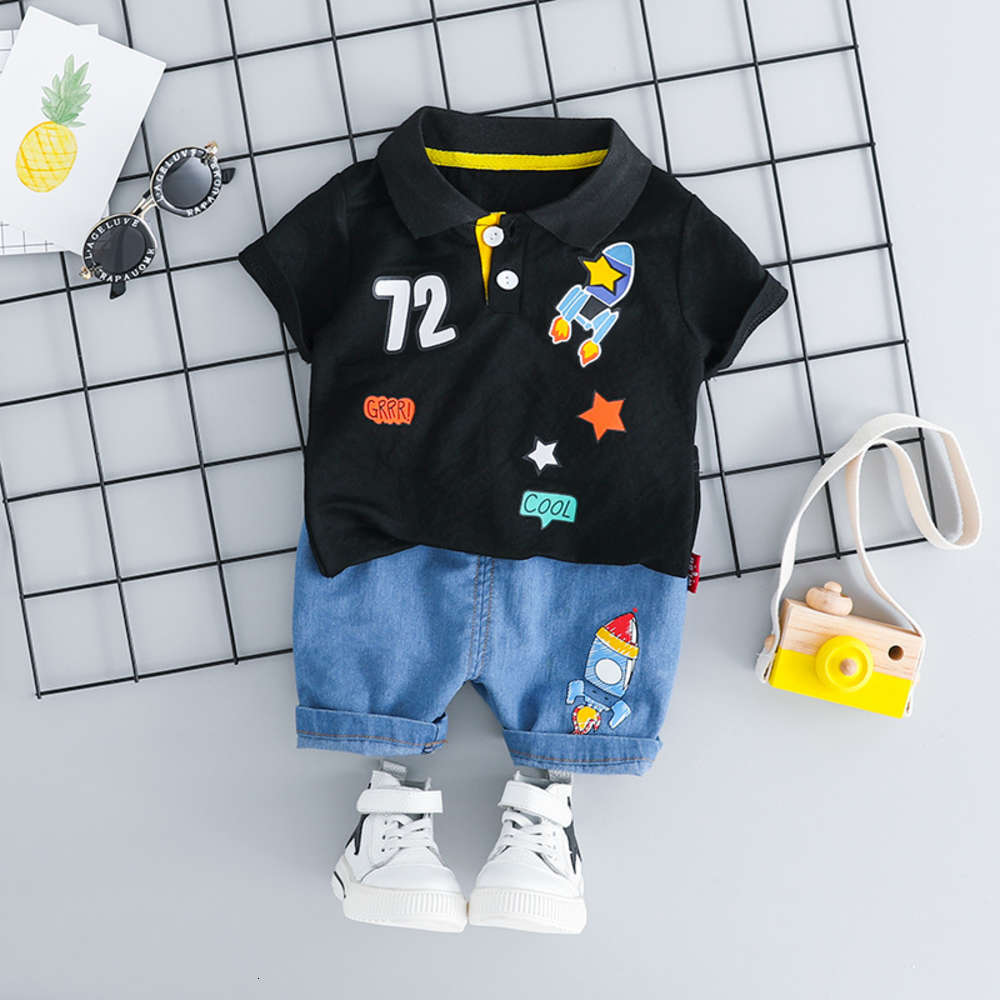 

Children's summer boys' short sleeve T-shirt Shorts Set 986, White
