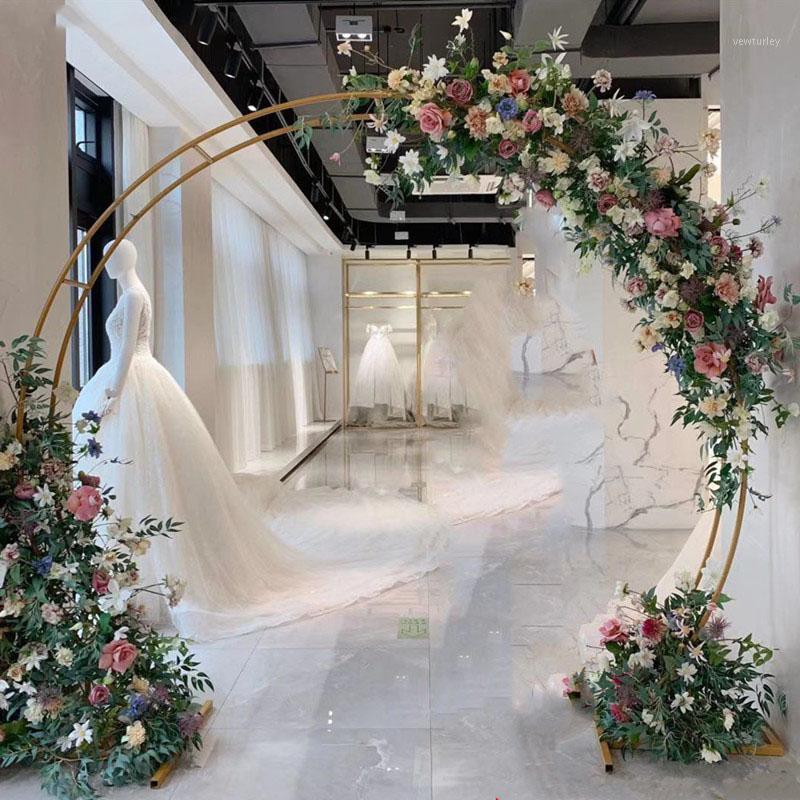 

Party Decoration Iron Hoop Wedding Arch Prop Background Double Outdoor Lawn Flower Door Shelf Frame