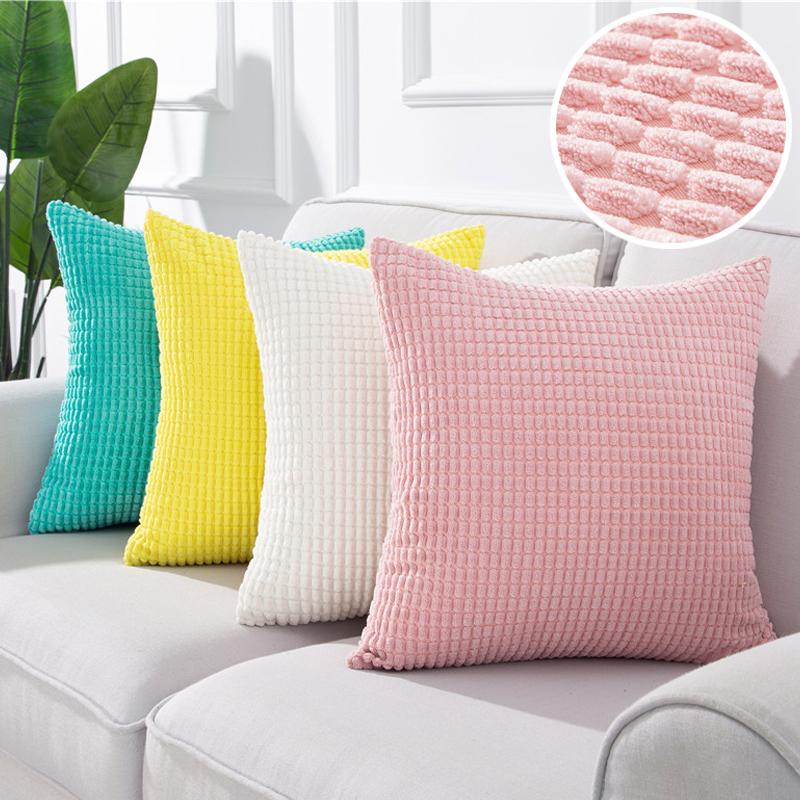 

Cushion/Decorative Pillow Soft Cushion Covers Pink Corduroy Pillowcases For Sofa Bed Home Decorative Corn Stripe Throw Case 45x45 50x50 Couc, Pink 29