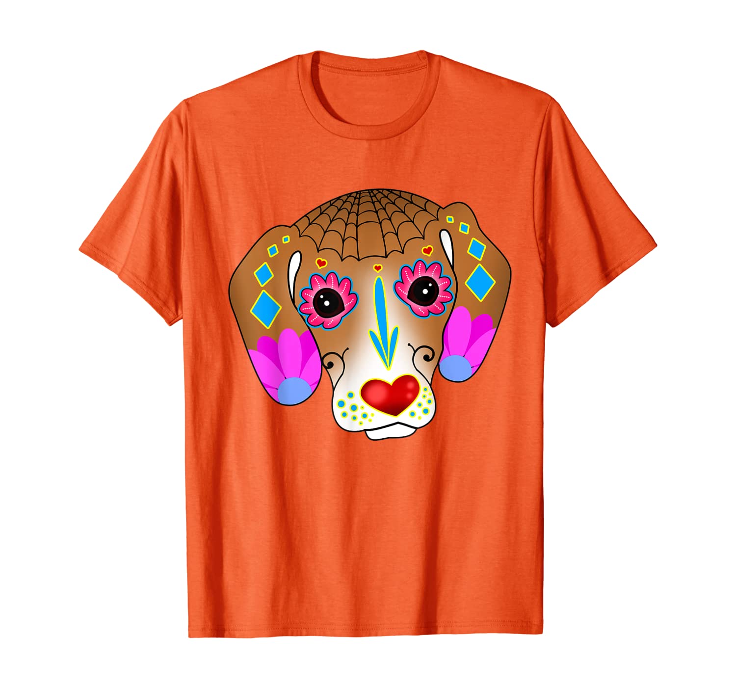 

Dachshund Sugar Skull Dog Day Of The Dead Skulls Dogs Lover T-Shirt, White;black