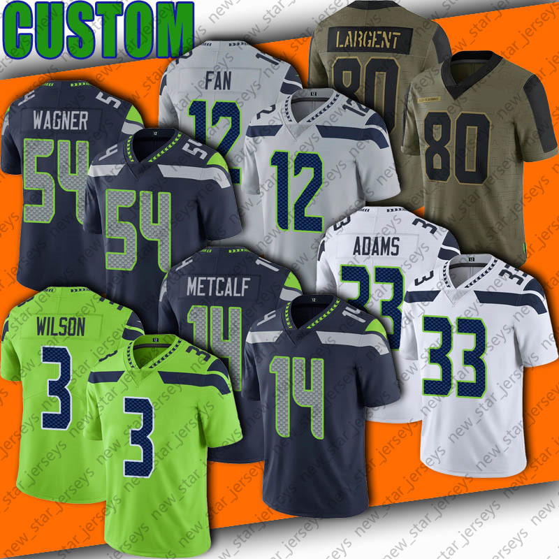 

3 Russell Wilson 14 DK Metcalf Jersey Football Bobby Wagner Tyler Lockett Jamal Adams Jerseys 12 FAN Michael Dickson Quandre Diggs Gerald Everett Chris Carson, Man custom jersey (hy)