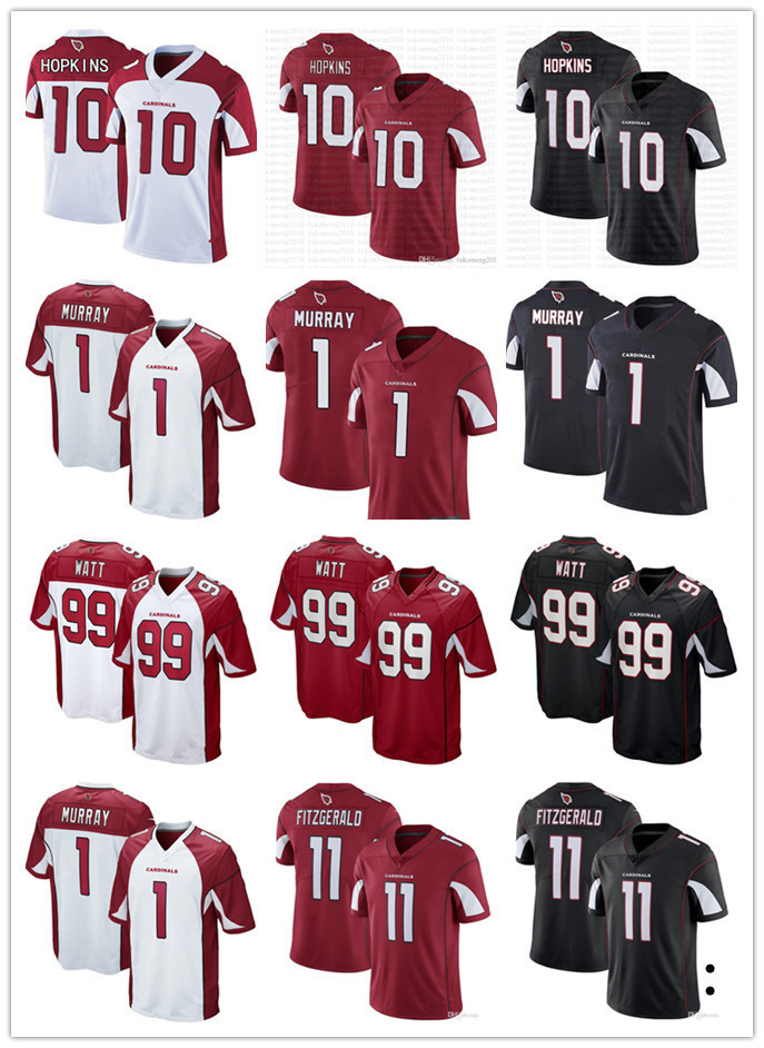 Arizona''Cardinaux'Men Femmes Youth 1 Kyler Murray 99 J.J. Watt 11 Arry Fitzgerald 21 Patrick Peterson 10 maillots de football de Deandre Hopkins