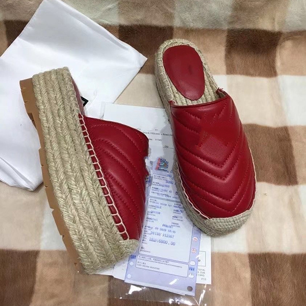 

Women EspadrilleSlide Designer Sandal High Quality Real leather Cord Platform Double Hardware Outdoor Beach Slides MJK002