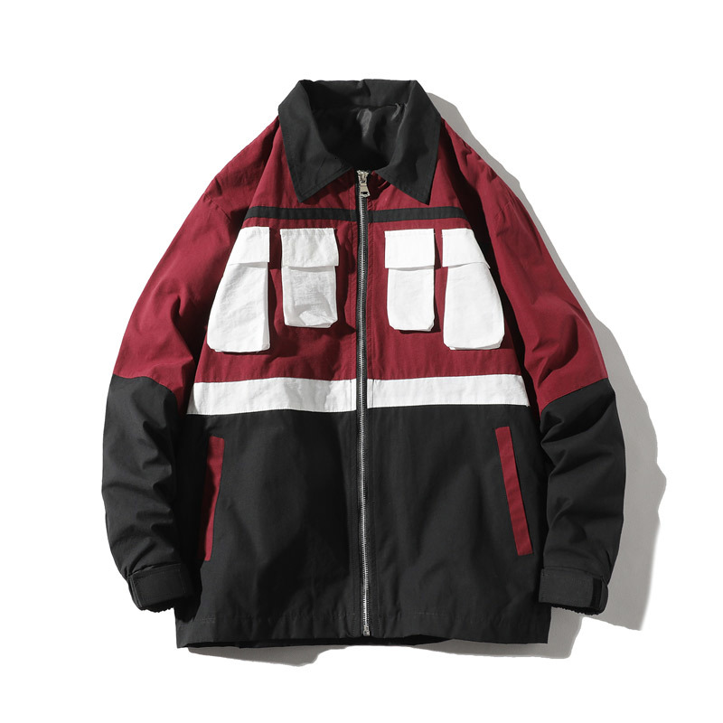 

2021 New Men Spring Fashions Shredded Pockets Loose Men's Jacket Baseball Bomber Jackets Coat Oeoo, White